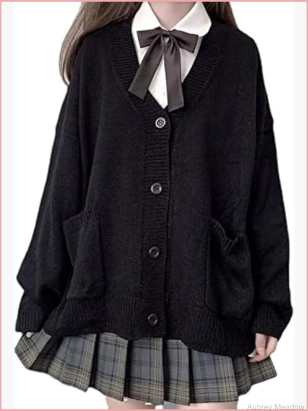 Preppy Oversized Knit Cardigan Sweater Japanese School JK Cosplay